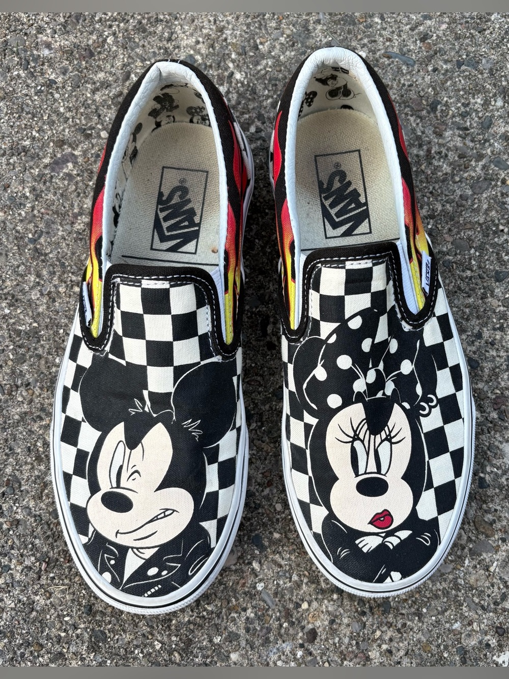 Vans + Disney Mickey & Minnie Checkerboard Slip-On Sneakers 7 - Picture 1 of 7
